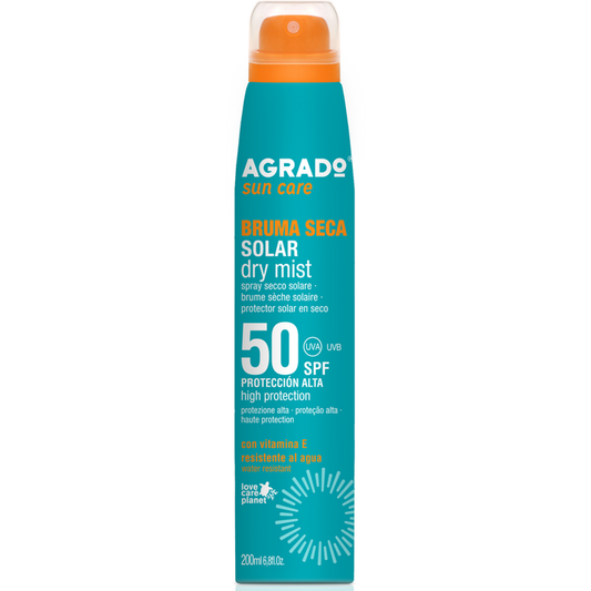 AGRADO SOLAR BRUMA SECA - SPRAY SECCO - SPF50 RESISTENTE ALL'ACQUA