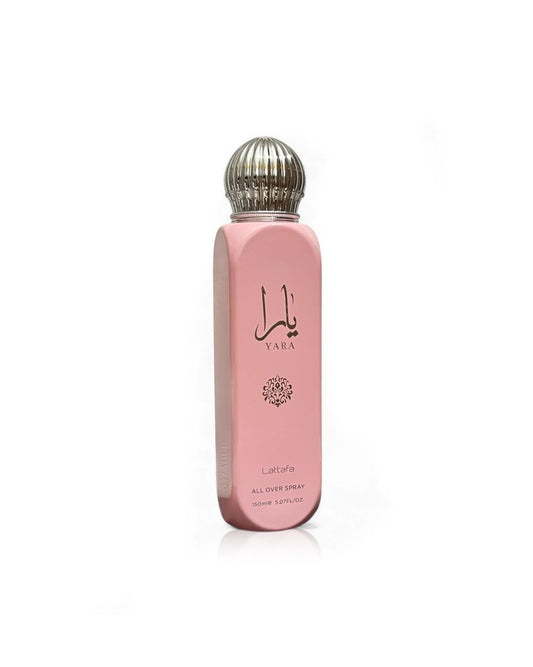 Lattafa Yara All Over Spray 150ml (5.07 oz) – Floral Scent for Women | Tangerine, Heliotrope, Gourmand Accord & Sandalwood | Long-Lasting Fragrance for Body, Hair & Clothes